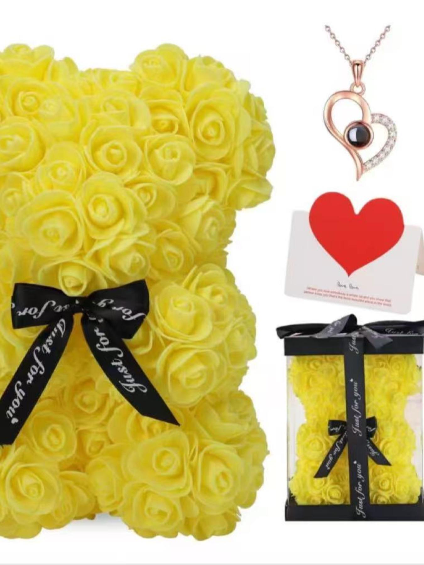 Set Includes 100 Languages Necklace Bear Card Gift Box Mother's Day Gift for Mom Valentine's Day Gift for Girlfriend