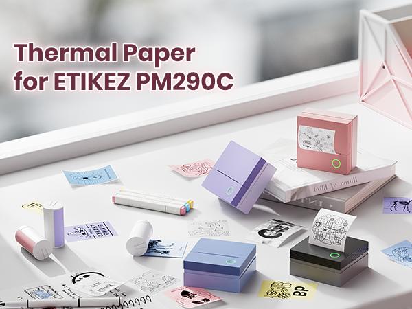 PM290C Self-Adhesive Thermal Printer Stickers Paper, 54mmx3.2m Mini Sticker Printer Paper, 3 Rolls(Printer Not Included - Tape Only for PM290C)