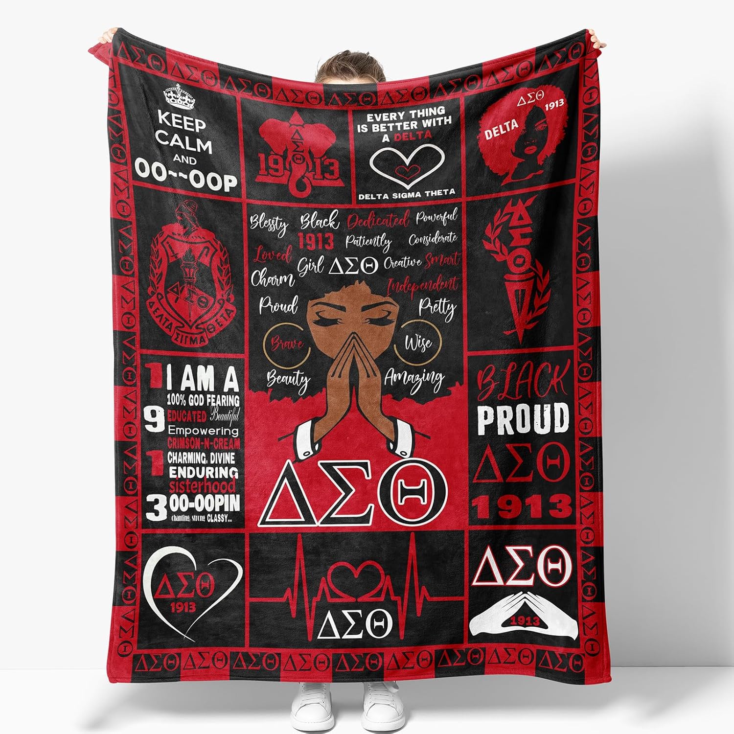 Polyester 1-Piece Soft Cozy Sorority Throw Blanket, Breathable Modern Cartoon Design, Christmas Gift for Adults, Home Bedroom Sofa Couch Decor