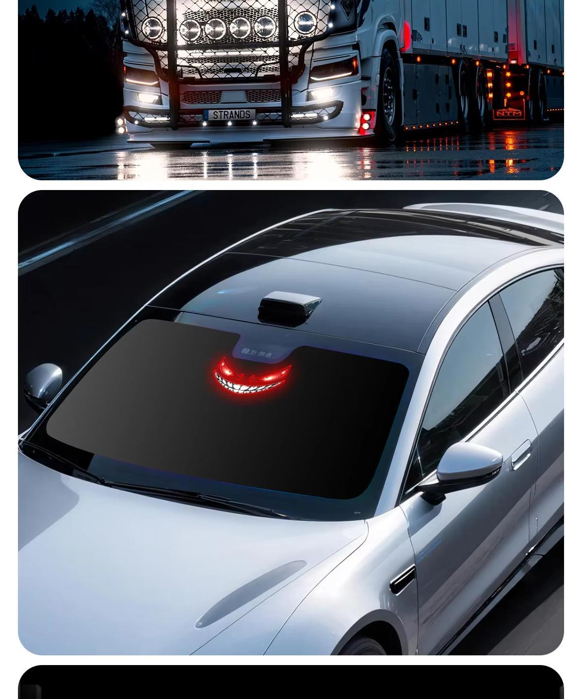 Dynamic Rear Window Windshield Devil Eye Light, Waterproof Solar Type-C Rechargeable Led Car Warning Ambient Night Light, Universal Wireless Suction Cup Mount Lamp, Cool Car Vehicle Accessory Stuff for Side Glass Decoration Halloween Gift, Accessories Dynamic Rear Window Windshield Devil Eye Light, Waterproof Solar Type-C Rechargeable Led Car Warning Ambient Night Light, Universal Wireless Suction Cup Mount Lamp, Cool Car Vehicle Accessory Stuff for Side Glass Decoration Halloween Gift, Accessories