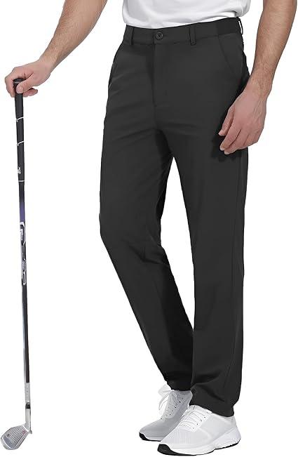 Teepie Men's Stretch Golf Pants Lightweight Fitted Casual Pants with Pockets