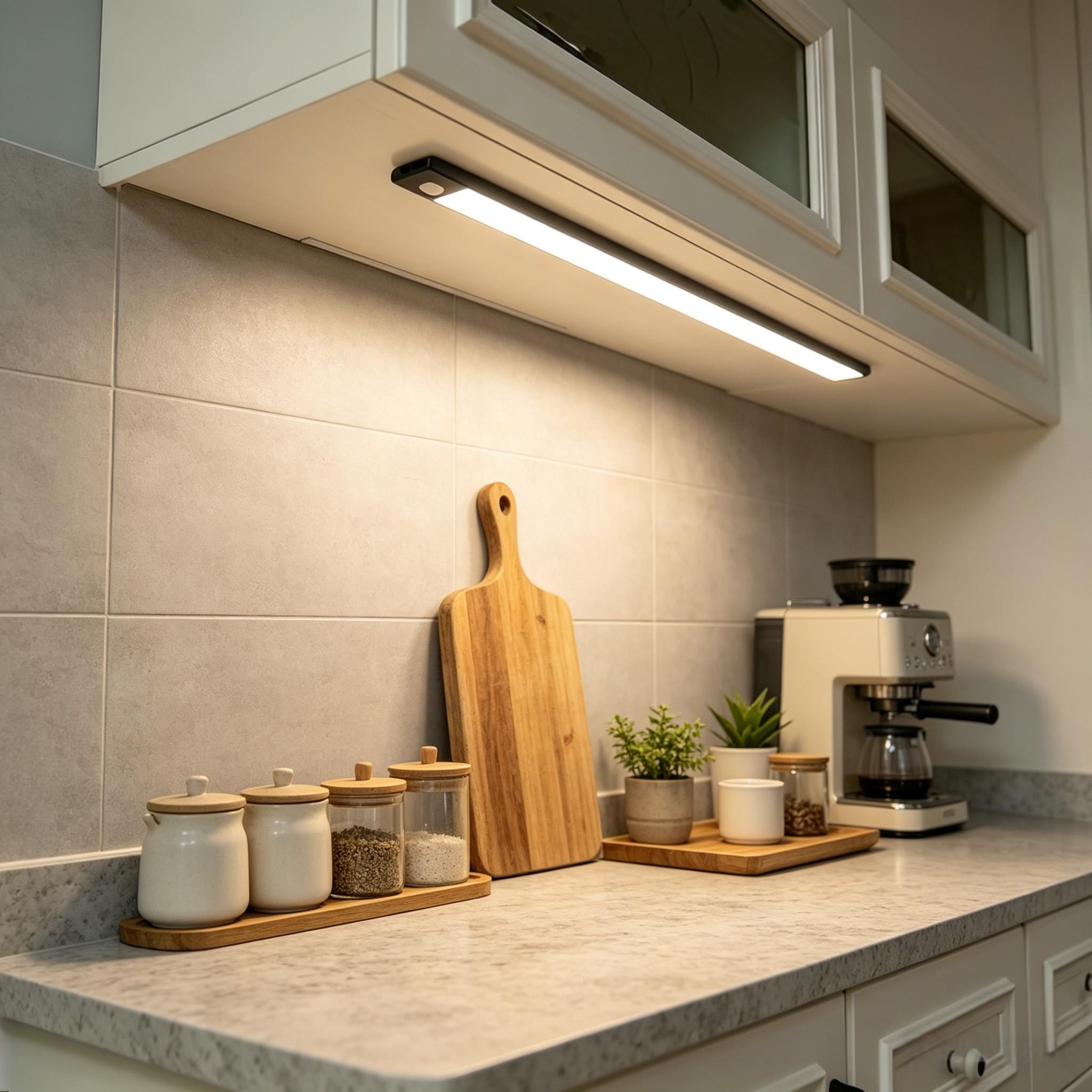 Three-Color Smart Sensor Cabinet Light, Wireless Under-Cabinet Lamp, 3 Bright Modes, Ideal for Kitchen, Hallway, Stairs, Entryway
