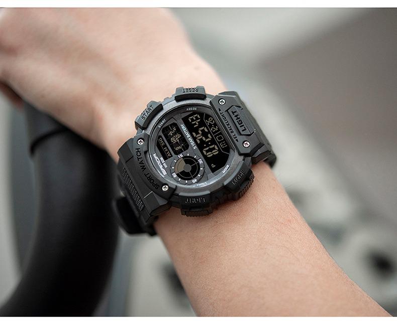 Sanda Fashion Waterproof Digital Watch for Youth, Dual Time, Stopwatch, Alarm, Luminous, Week Date, 12/24h, Casual Style, All Seasons
