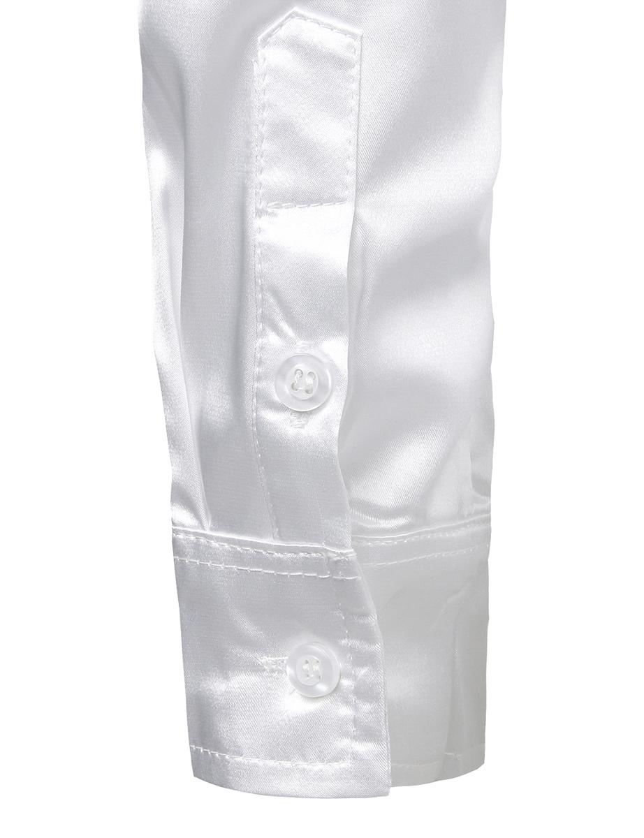 ZEROYAA Men's Luxury Shiny Silk Like Satin Button Up Dress Shirts Soft Polyester Fabric 4th of July Shirt for Men Casual Business Wear