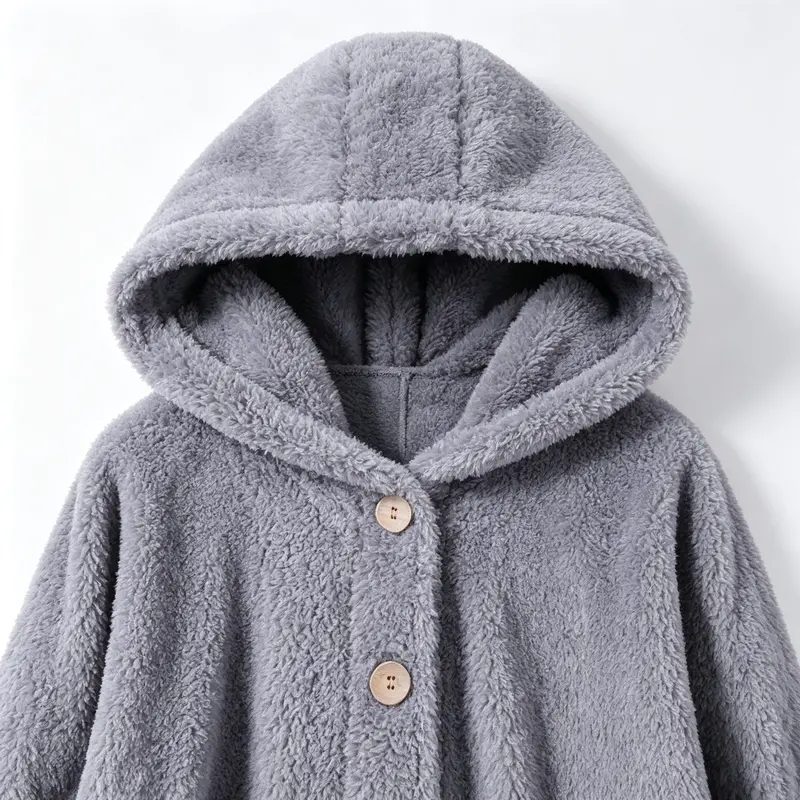Women's plush round neck winter coat with asymmetric hem – image 11