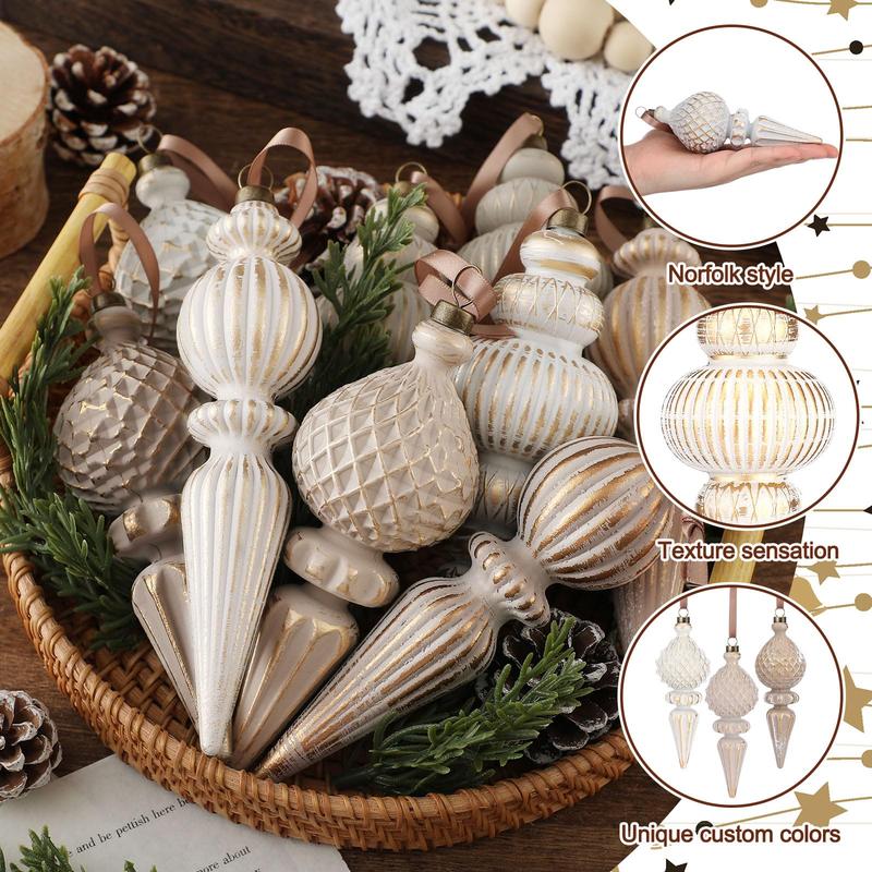Christmas Clearance Sale Neutral Textured Christmas Ornaments Christmas Decoration  Neutral Christmas Farmhouse Vintage Christmas Tree Decorations, Nostalgic Decorative Items Christmas Decor for Xmas Tree Home Indoor Outdoor Party Holiday Decorations