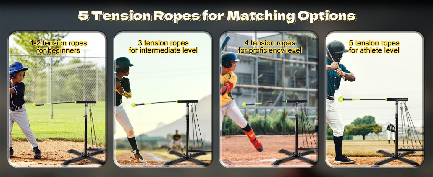 Baseball Softball Swing Trainer, Baseball Training Equipment, Includes 5 Elasticity Bands Baseball/Softball Accessories for Batting and Hitting, Adjustable Height for All Ages Training
