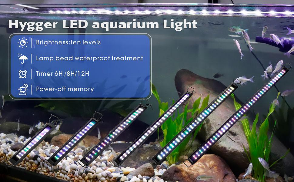 hygger Full Spectrum Aquarium LED Light with 10 Levels of Brightness, White Blue Red Green LEDs,6H8H12H Timer,RGB Light for Freshwater Fish Tank, Aquatic Plants Tropical Ornamental Fish hygger Full Spectrum Aquarium LED Light with 10 Levels of Brightness, White Blue Red Green LEDs,6H8H12H Timer,RGB Light for Freshwater Fish Tank, Aquatic Plants Tropical Ornamental Fish