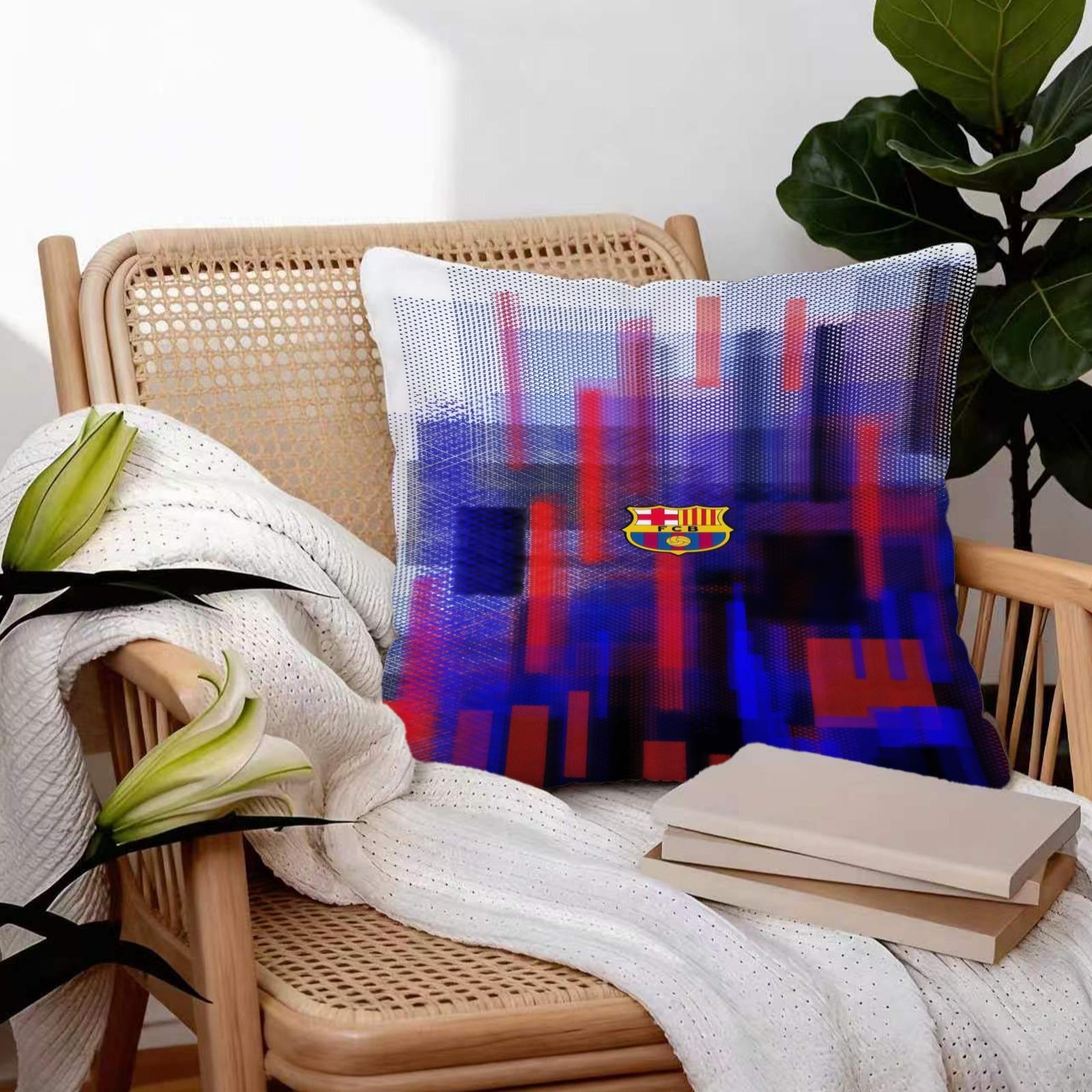 18x18 Inch Soccer Club Throw Pillow, Red Blue Striped Sport Team Decorative Cushion, Football Fan Sofa Bed Living Room Decor, Ideal Gift for Soccer Fans Teens Adults Men