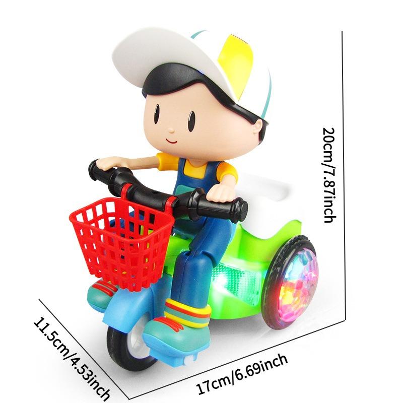 Creative Stunt Tricycle Toy for Boys and Girls with Led Lights ,Toddler Electric Tricycle Toy Motorcycle with 360° Rotationand Multi-Function Design Toddler Ride-on Toy Without Battery