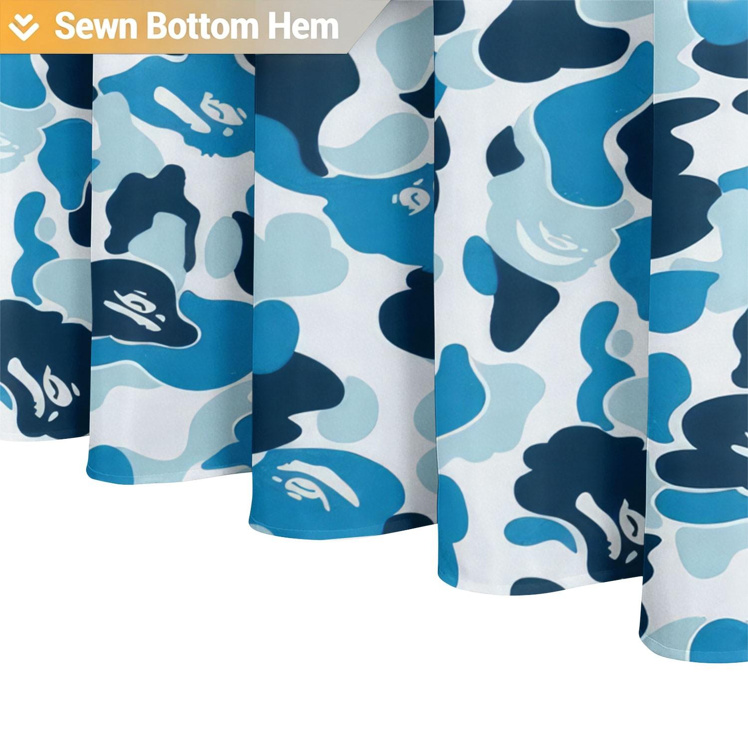 Waterproof Fabric Decorative Shower Curtain With Hooks, Featuring A Camouflage Ape Head Print. Made Of Waterproof And Mildew-Resistant Polyester/Peva, Suitable For Bathroom Decoration For Teenagers And Children. Machine Washable Bathroom Shower Curtains.