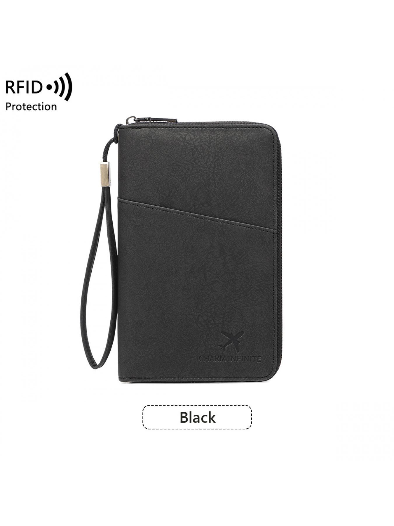 Multi-Functional Travel Document Organizer - RFID Blocking Long Zippered Passport Wallet, Passport Cover, Ticket & ID Storage Bag, Travel Document Holder