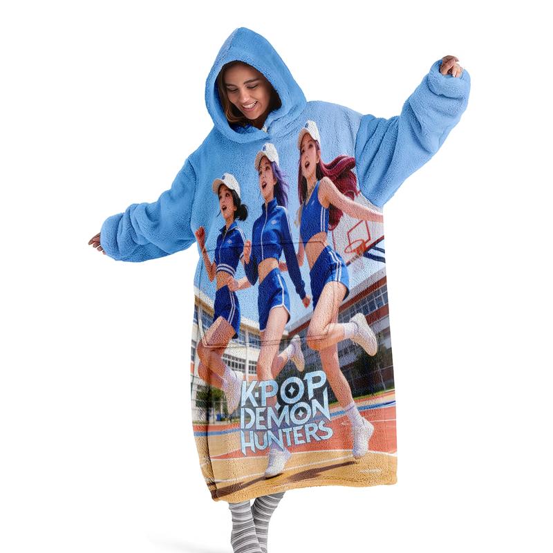 hoodie blanket，Wearable Blanket，K-Pop Theme Hooded Blanket, Wearable Digital Print Flannel Blanket, Soft Warm Throw for Sofa, Home Leisure, Air Conditioning, Camping Travel，Christmas Gift,Valentine's Day gift