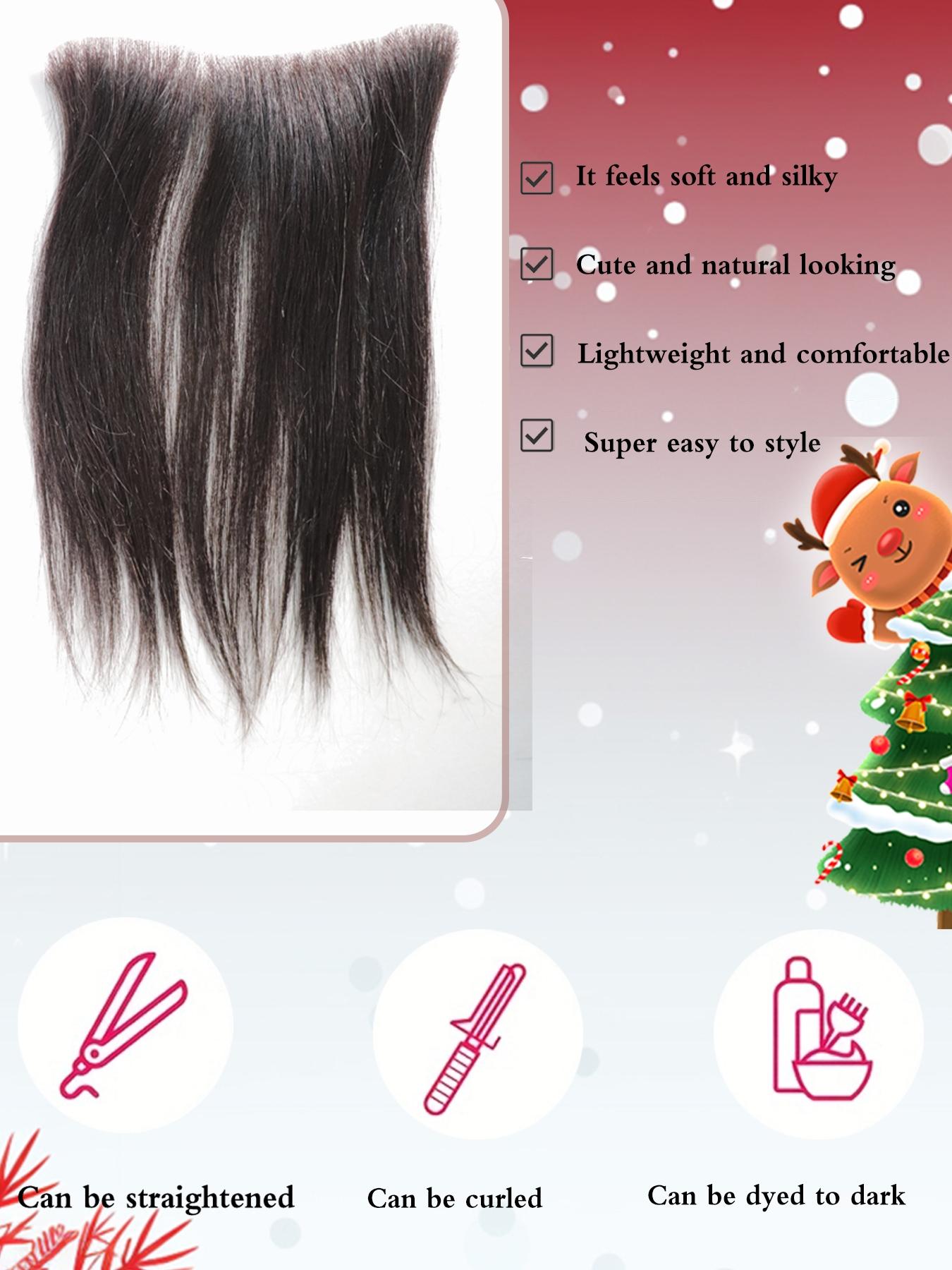 30.48cm Straight Human Hair Frontal Hairline Hairpiece for Men, Natural Invisible Hairline Patch, Lightweight & Comfortable, Easy to Wear Baldness Solution, Ideal Christmas Gift