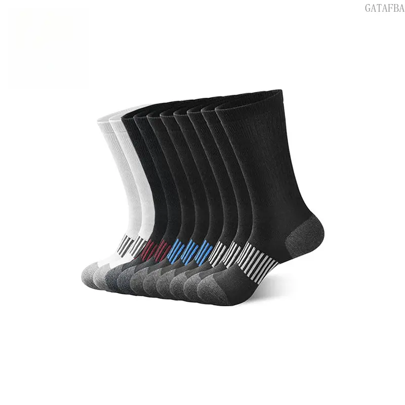 Men's Plus Size Mid-calf Sports Socks, Breathable Black And White Long Socks For Running And Basketball In Spring, Summer And Autumn,back to school,back to school haul