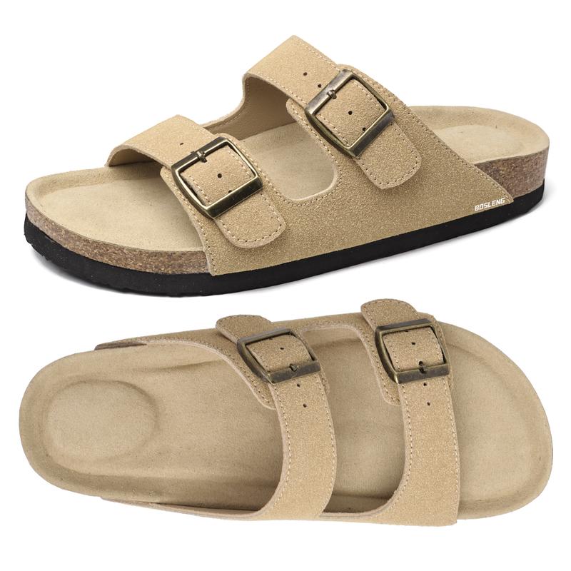 Women's Casual Slide Sandals With Cork Footbed Double Adjustable Buckle For Summer Everyday Wear