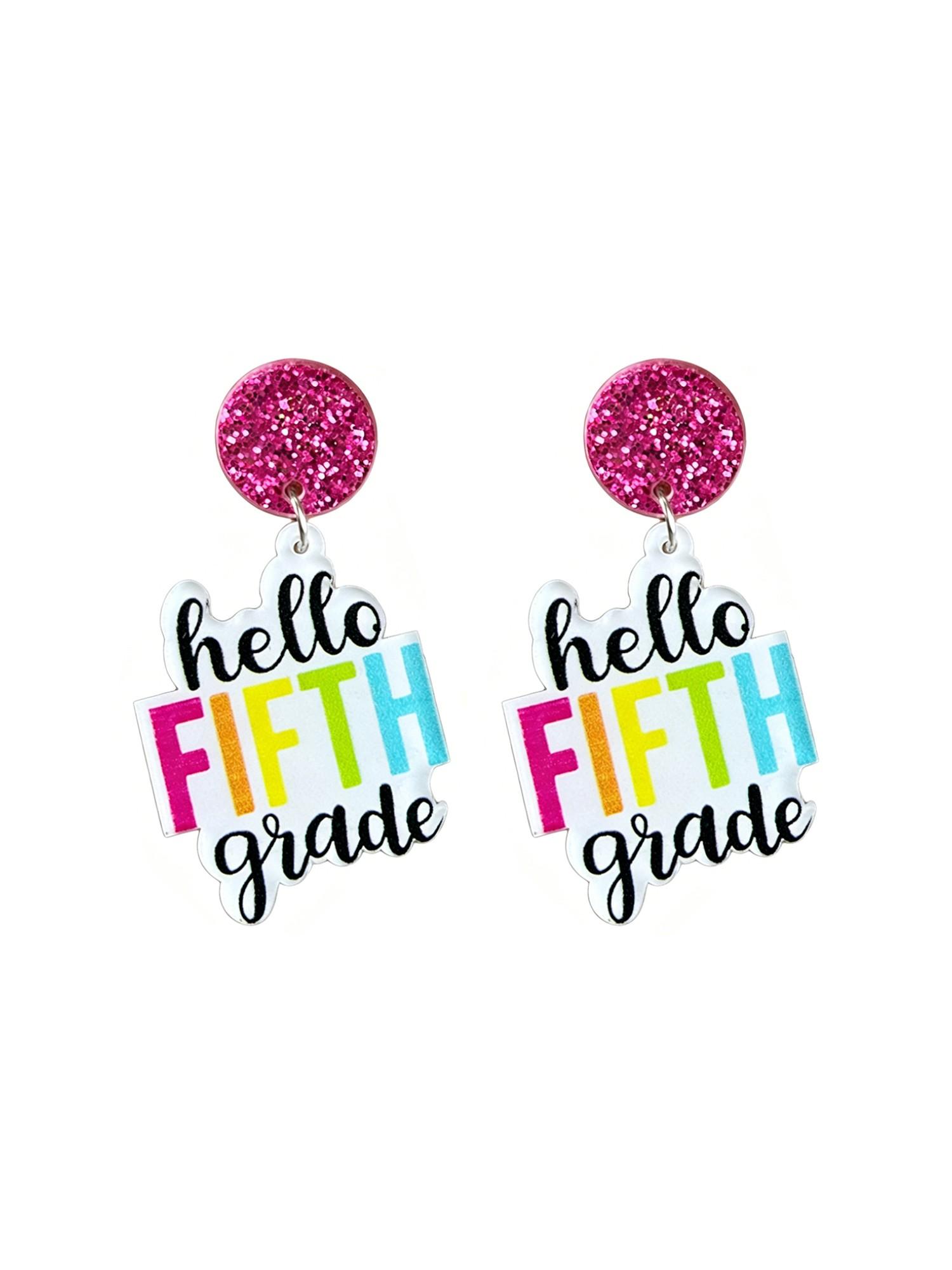 European and American Style Teacher Drop Earrings, Colorful Simple Text Sparkling Student Ear Rings, All Seasons Preppy Fashion Jewelry