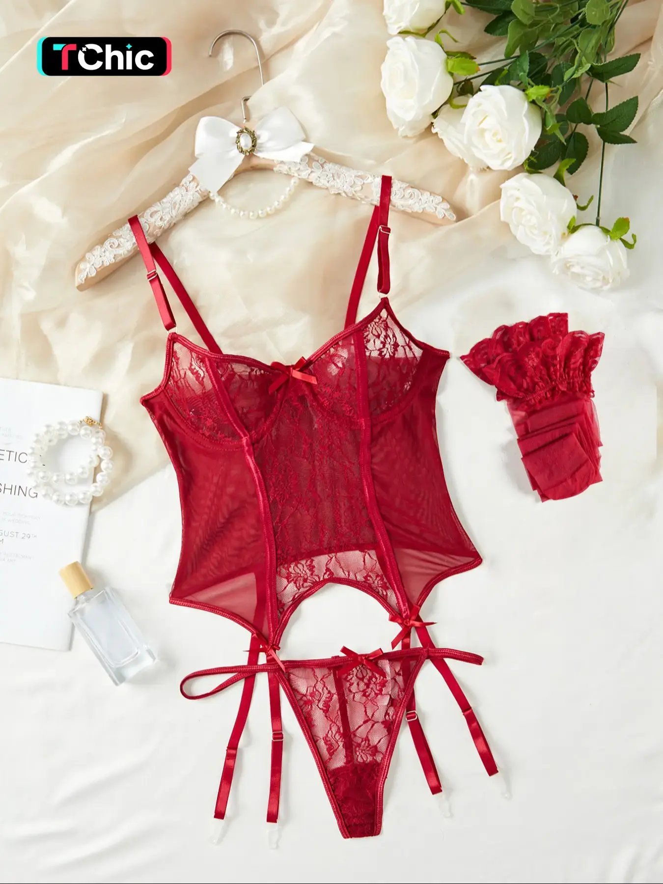 Women's Lace Underwire Cami Bodysuit & Panty Set, Elegant Comfy Breathable Lingerie Set for Daily Wear, Women's Underwear for All Seasons lenceria sexi mujer altgirl sexy curvy
