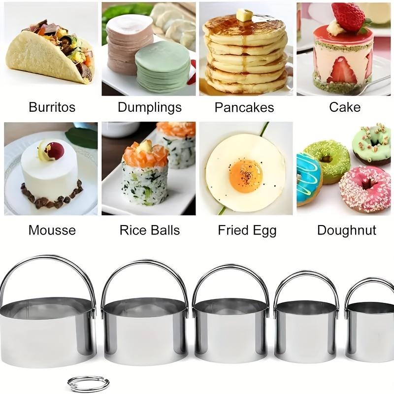 5-Piece Stainless Steel Round Cookie Cutter Set with Ergonomic Handle, Durable Baking Tool for Perfect Shape Pastry Cookie Dough, Ideal for Christmas Halloween Easter Valentine, Baking Supplies