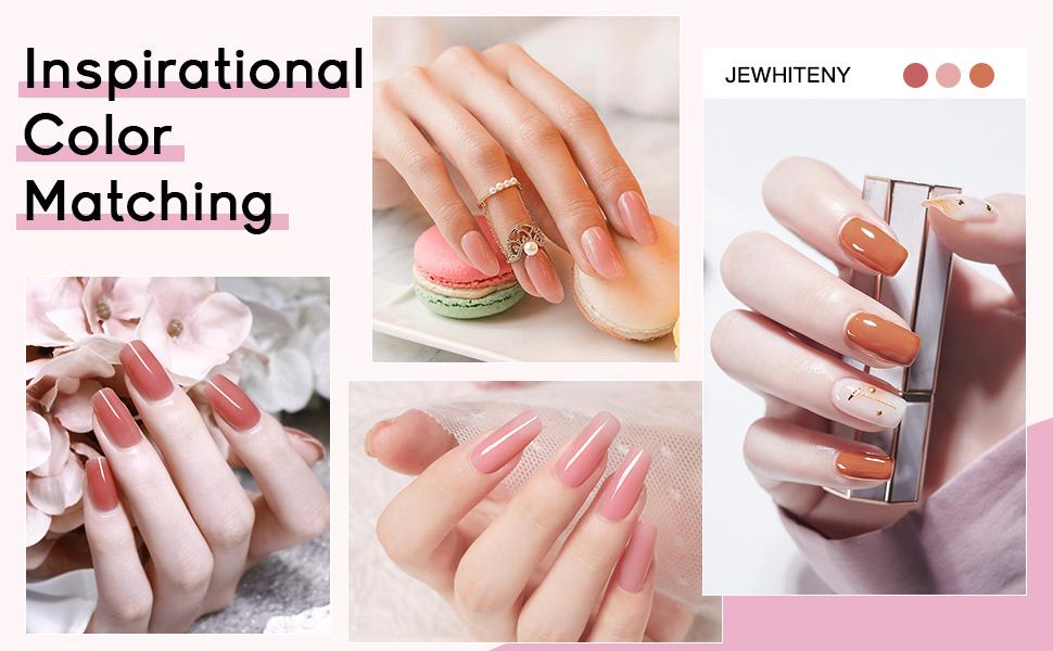 JEWHITENY Poly Extension Gel Nail Kit 14 PCS with Mini Nail Lamp and Slip Solution for Nail Art Design Beginners - Manicure