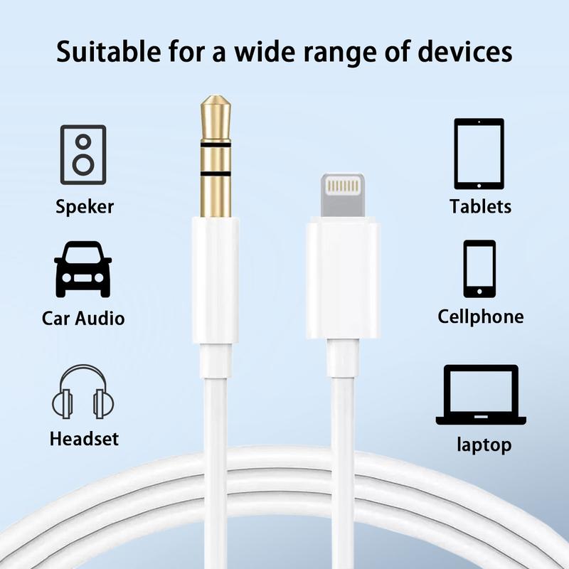 iPhone Aux Cord for Car, Lightning to 3.5 mm AUX Audio Cable Cord for Car Home Stereo, Speaker, Headphone Compatible with iPhone 14 13 12 11 Pro Max XS XR X 8, 3.3ft Accessories Portable