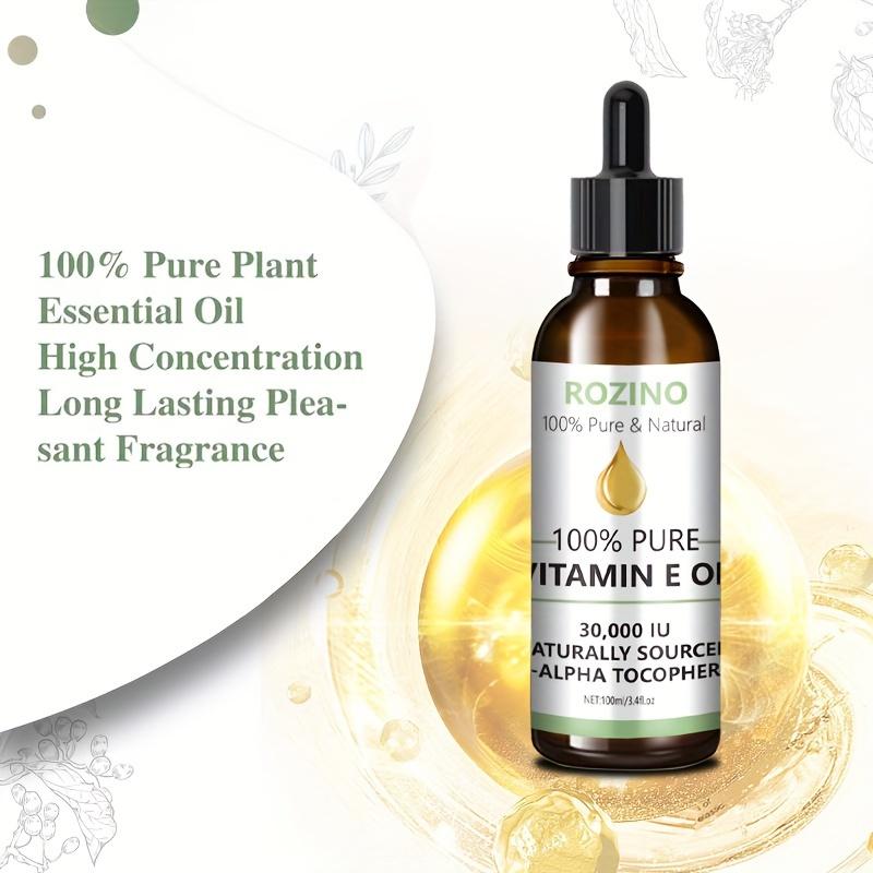 Rozino 100% Pure Natural Vitamin E Oil - Safe & Sustainable Formula Serums Skin Repair body oil lemon balm jojoba oil levanta batana oil dry body oil curly hair oil treatment
