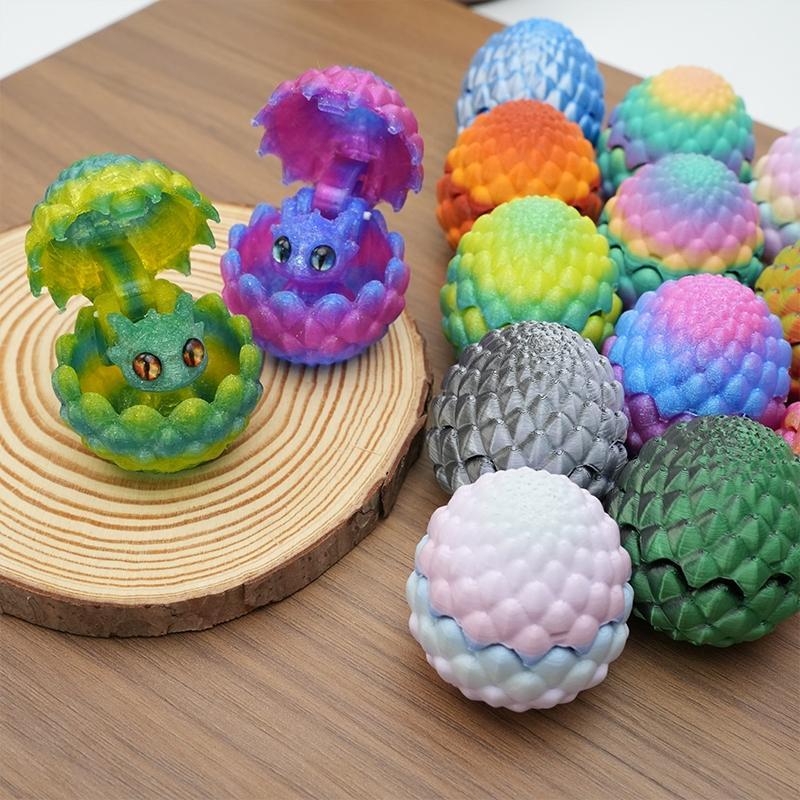 5pcs/10PCS/15PCS 3D-Printed Dragon Egg Set, Includes 10 Eggs & 10 Mini Dragons in Random Colors, Home Desktop Decor for Easter, Valentine's Day and New Year
