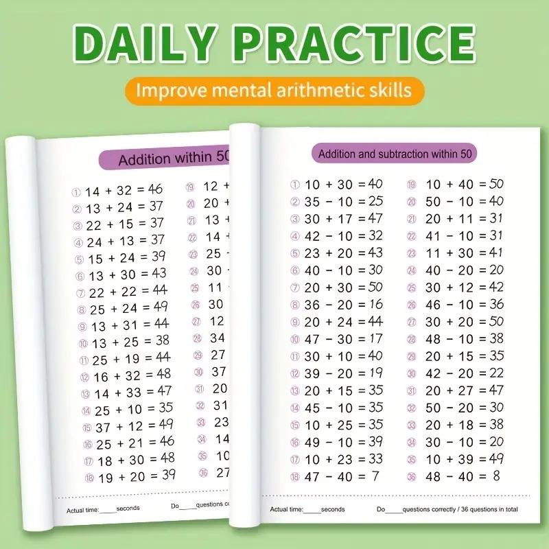 Kindergarten Math Addition Subtraction Workbook, 10-100 Number Practice Book, Early Learning Calculation Exercise Sheet