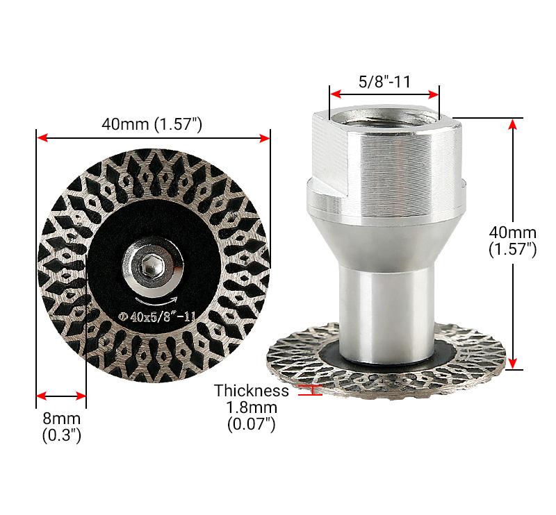 LOZILIN 5PCS 1.5"/40MM Diamond Engraving Blades - Removable Flange for Granite, Marble, Tile & PVC Engraving - Rotary Saw Blades for Stone Lettering, Angle Grinder Carving Grinding Tools