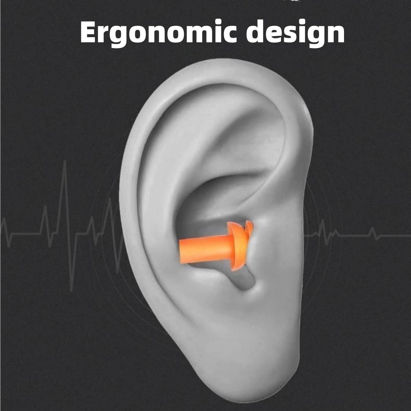 4 Pairs Noise-Reducing Earplugs, Waterproof Silicone Earplugs for Swimming, Soundproof Earplugs for Sleep, Study, Work