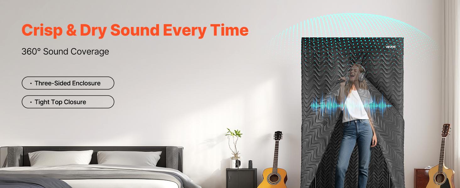 Summervibes VEVOR 6.56 ft Portable Vocal Booth Pro-Grade Recording Studio for Echo-Free Vocals