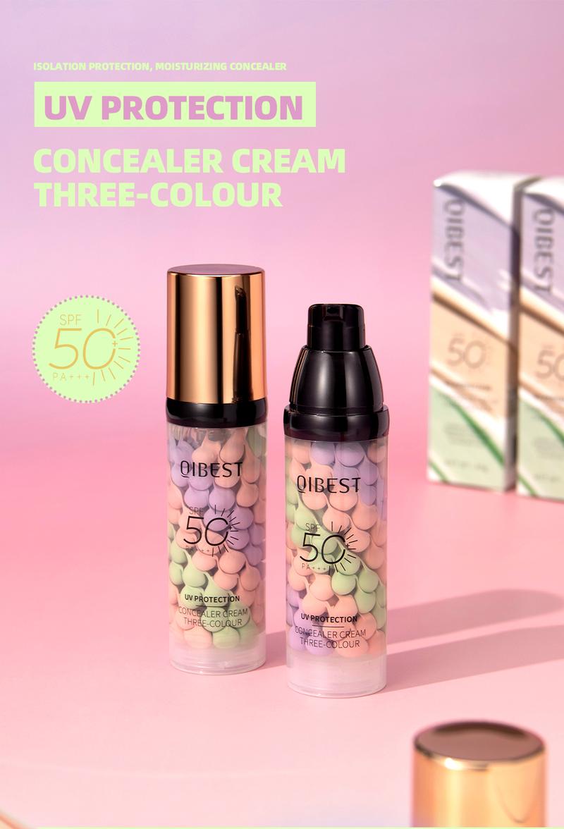 3-in-1 Color Correcting Facial Serum,Moisturizing Primer, , SPF 50 PA++ +Brightening Primer for Even Skin Tone, OilControl & Refreshing, Purple, Pink & GreenTones