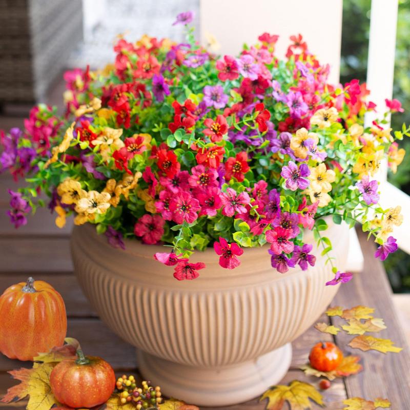 Artificial Flower (12/24pcs/set), UV Resistant Colorful Fake Flower, Decorative Bouquet for Home Decor Garden Party Wedding Decor, Flower Design, Garden Decorations, Decoration Items