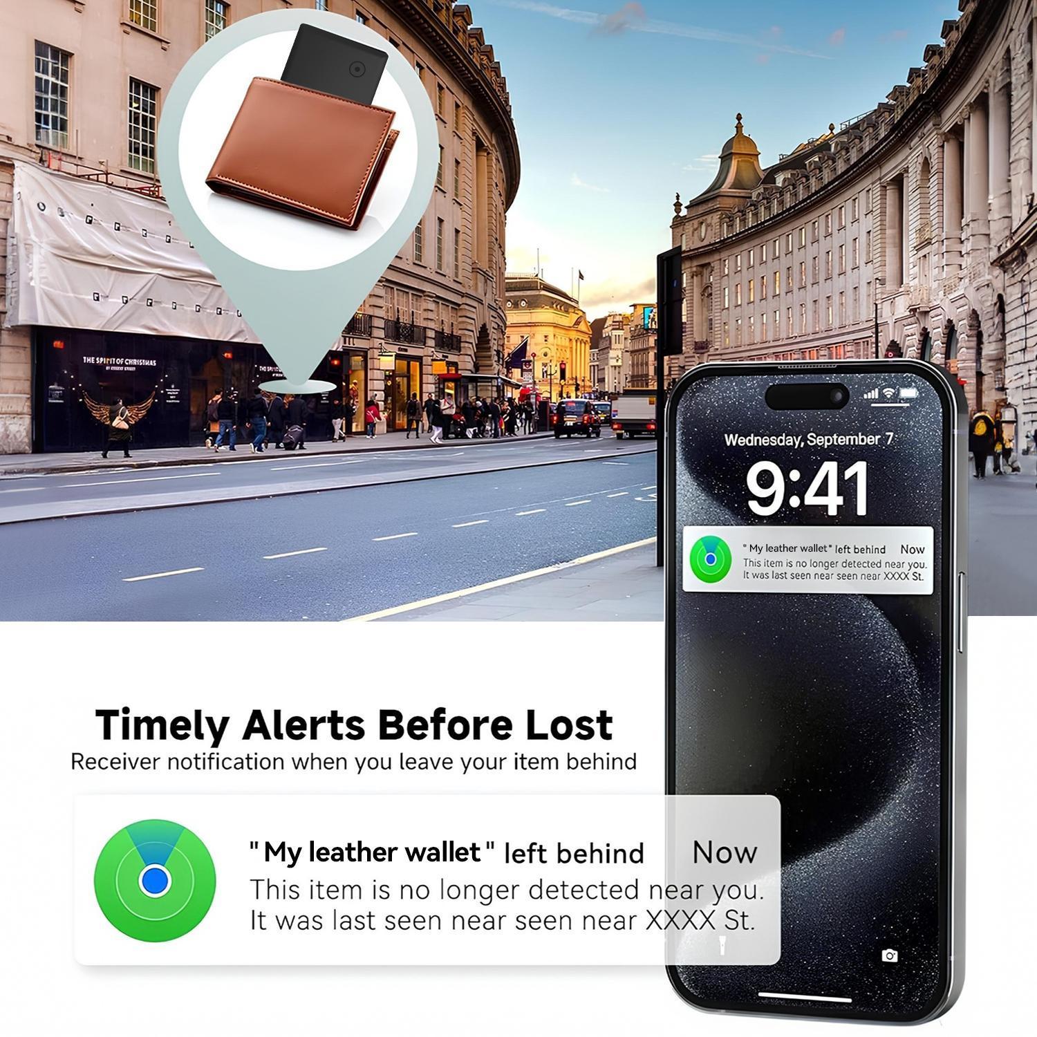MFi Certified Bluetooth Wallet Tracker Card with Keyhole Slot, FindMy Sync GPS Trackers for Wallet/Keys, iOS-Only Locator, 5-10 Year Long-Lasting Battery Phone Accessory, Ideal Mothers' Gifts, Tools And Gadgets, Cool Mom Gadgets