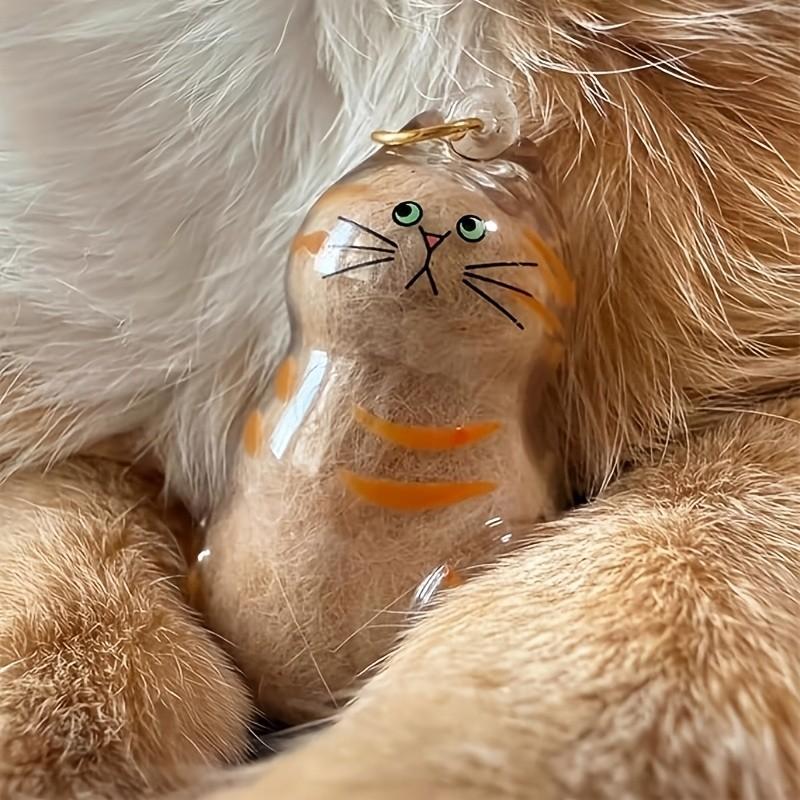 Set of 5 Cat Hair Memorial Boxes, Hanging Rotating Capsules, Cute Cat-Shaped Pet Hair Storage Jars, Memorial Pendant Gifts, with Hooks