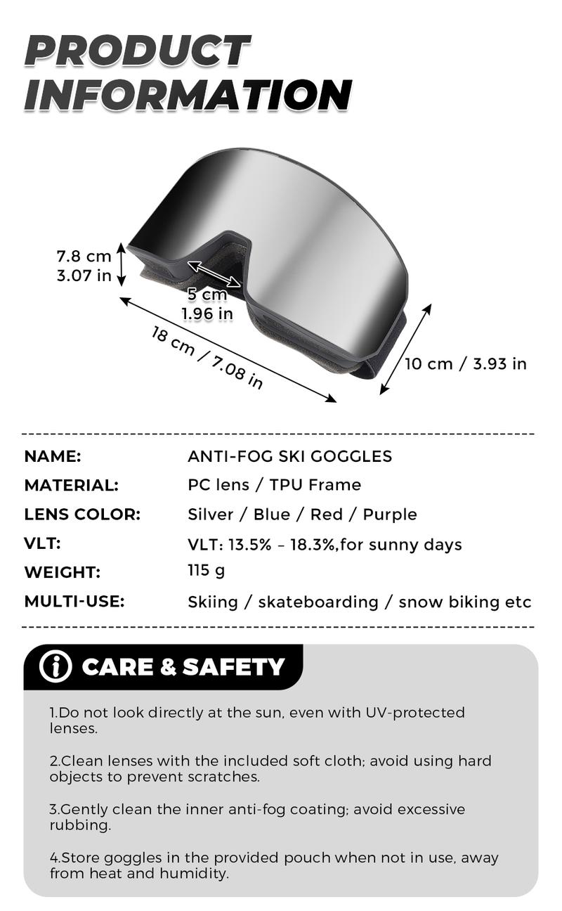 VICTGOAL Ski Goggles Double Layers Anti-fog UV400 Protection for Men, Women & Youth,Snowboarding Goggles Snowmobile Eyewear Outdoor Skiing Polarized Snow Lenses