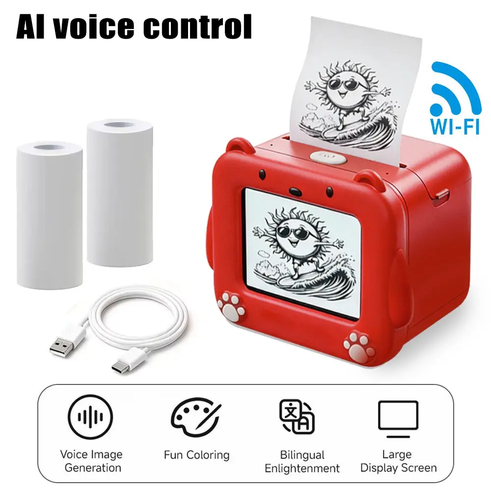 Ai Voice-Powered Sticker Maker for Kids, Mini Thermal Printer with 6 Art Modes, Custom Sticker Machine for Journaling, School Projects & DIY Crafts