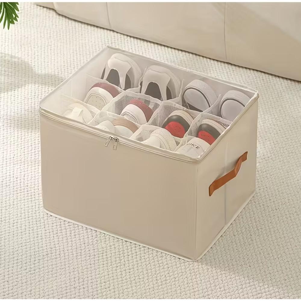 Collapsible Covered Shoe Storage - Dustproof Storage Box for Shoes, Clothes and Accessories - Multifunctional Home Organization Solution, Rectangular, Flip-Top Closure, Shoe Storage Box