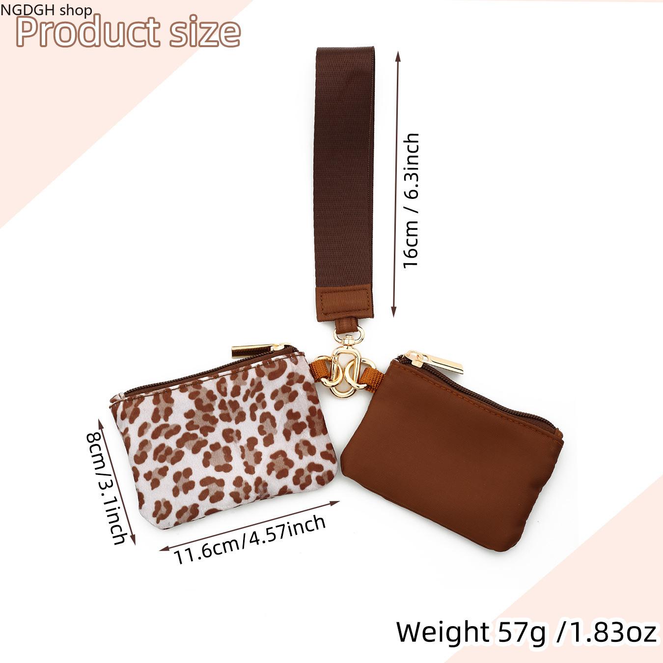 Women's Minimalist Cotton Double Zip Mini Key Pouch Clutch - Wrist Strap, Floral Heart Plaid Print, Compact Nylon Accessory Bag for Everyday Small Essentials, Keychain Pendant