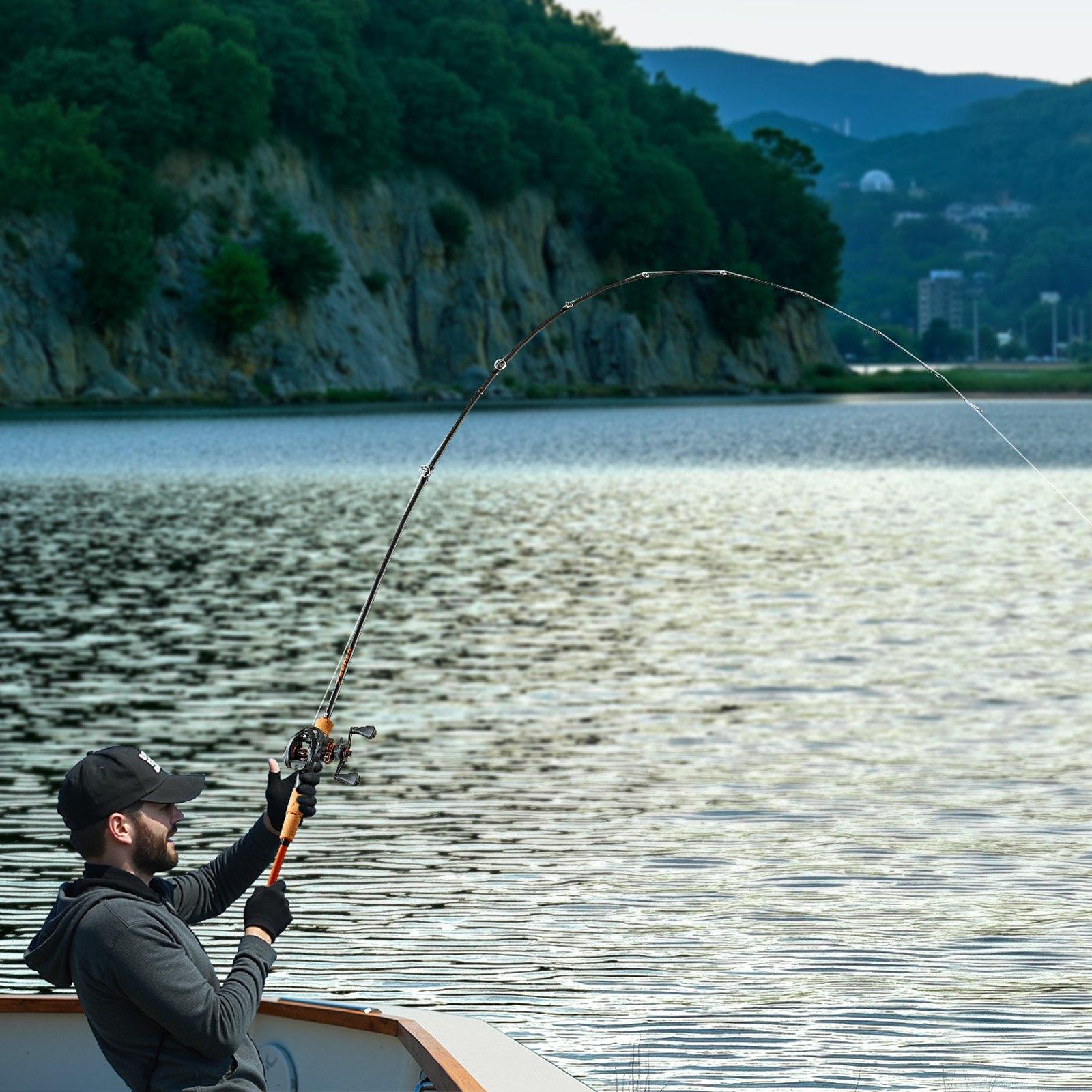 【DealsForYouDays】Unisex VEVOR IM7 Carbon Fiber Baitcasting Rod and Reel Combo, Freshwater Bass Fishing Pole with 7+1 Bearings, 7.0:1 High Gear Ratio, Left/Right Hand Use, Magnetic Brake, Cork Handle, Stainless Steel Guides with Ceramic Rings, Medium-Heavy