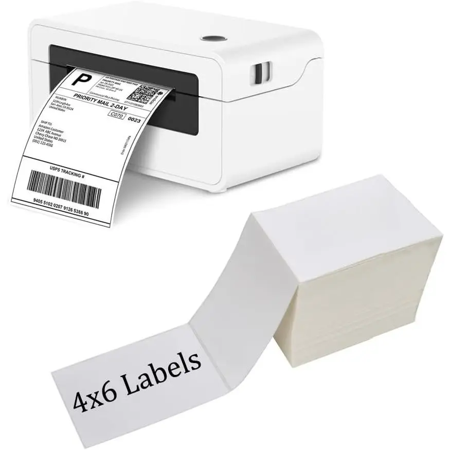 500 Fanfold Direct Thermal Shipping Labels - 4x6, Compatible with Rollo, MUNBYN, iDRPT, Polono,  Thermal Label Printers