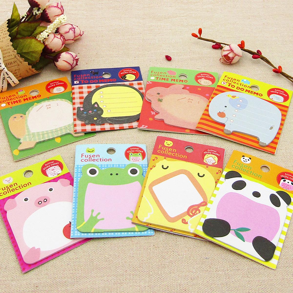 4/8 pcs/pack Forest Animal Series Family Marker Notepad Sticky Bookmarks Portable student note paper, self-adhesive notebook with markers on note paper, suitable for school and office use