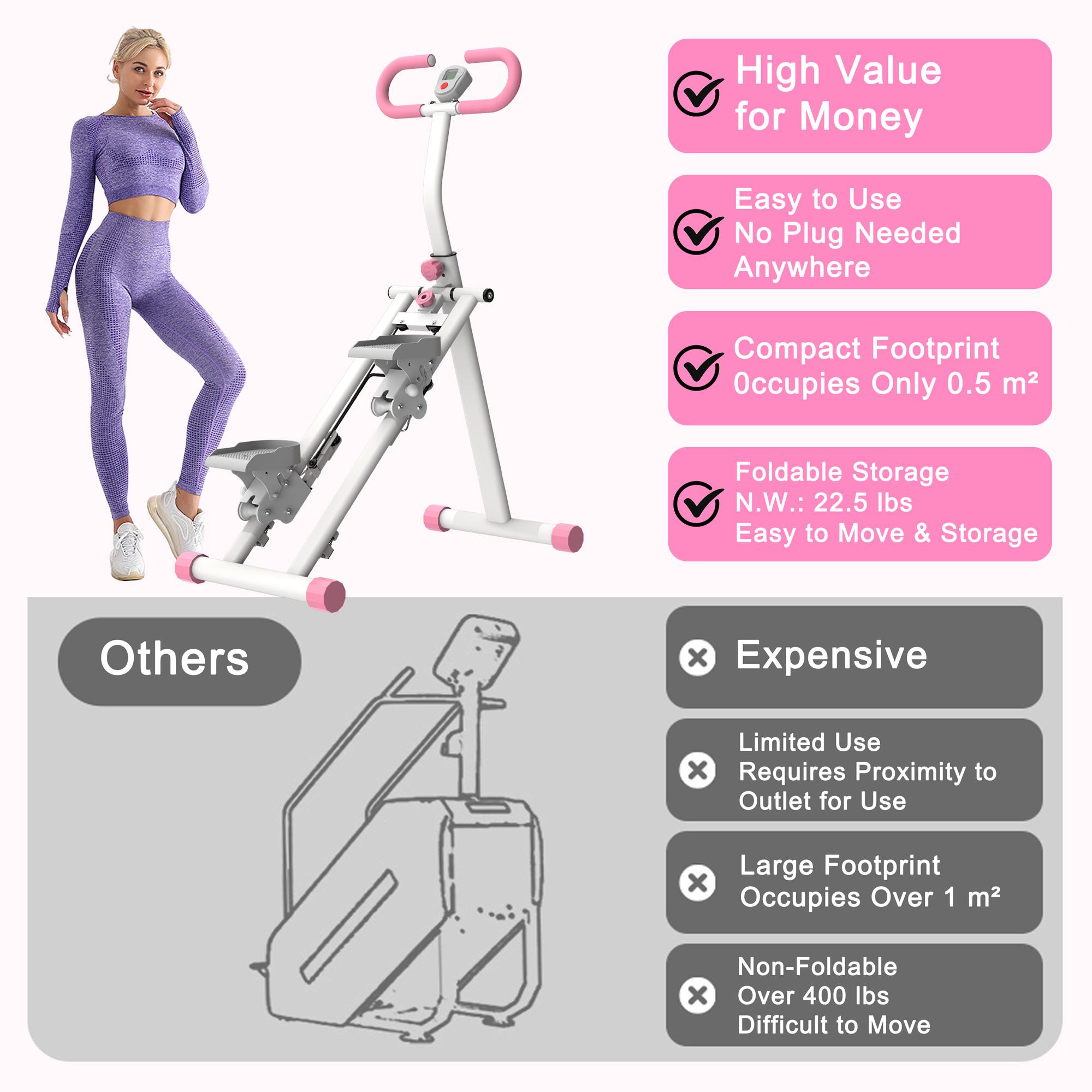 265lbs 200N Resistance Stair Stepper for Home Exercise Vertical Climber Exercise Machine Steppers for Exercise at Home Compact Folding Cardio Exercise Climber Adjustable Tilt&Handlebar