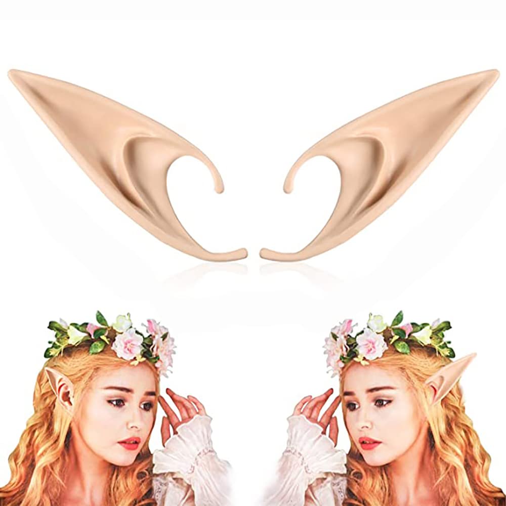 1 pair-Fairy Pixie Elf Ears - Cosplay Soft Pointed Ears Elven Masquerade Vampire Fairy Ears Makeup Costume Accessories Party Supplies Cross Border Halloween Elf Ears Cos Props Avatar Elf Ears Vampires Dentures Fairy Fake Ears Party Event Props
