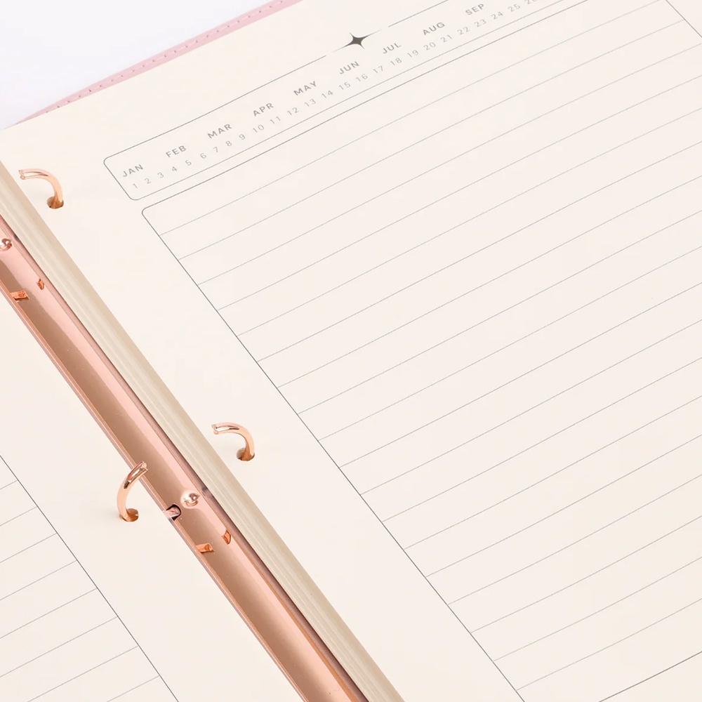 Large Capacity Replaceable Pages Planner Notebook, PU Leather Cover, Plaid Design, 208 Pages, Office & Home Use