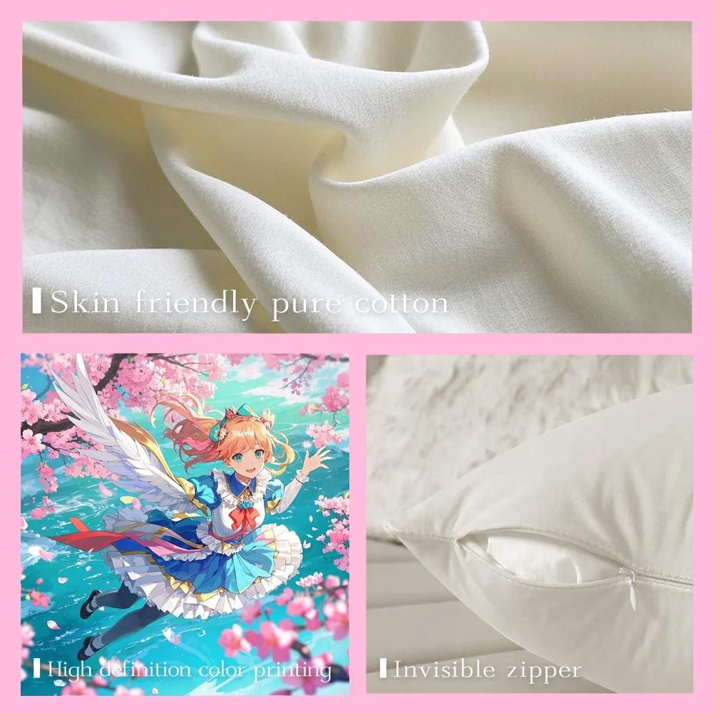 Korea kpop singer idol Jang Wonyoung Pillow Case Anti-dustmite Pillowcase Sofa Cushion Cover with Invisible Zipper Silky Short Plush Polyester Microfiber Fabric White Available in Different Sizes for Home Bed Use