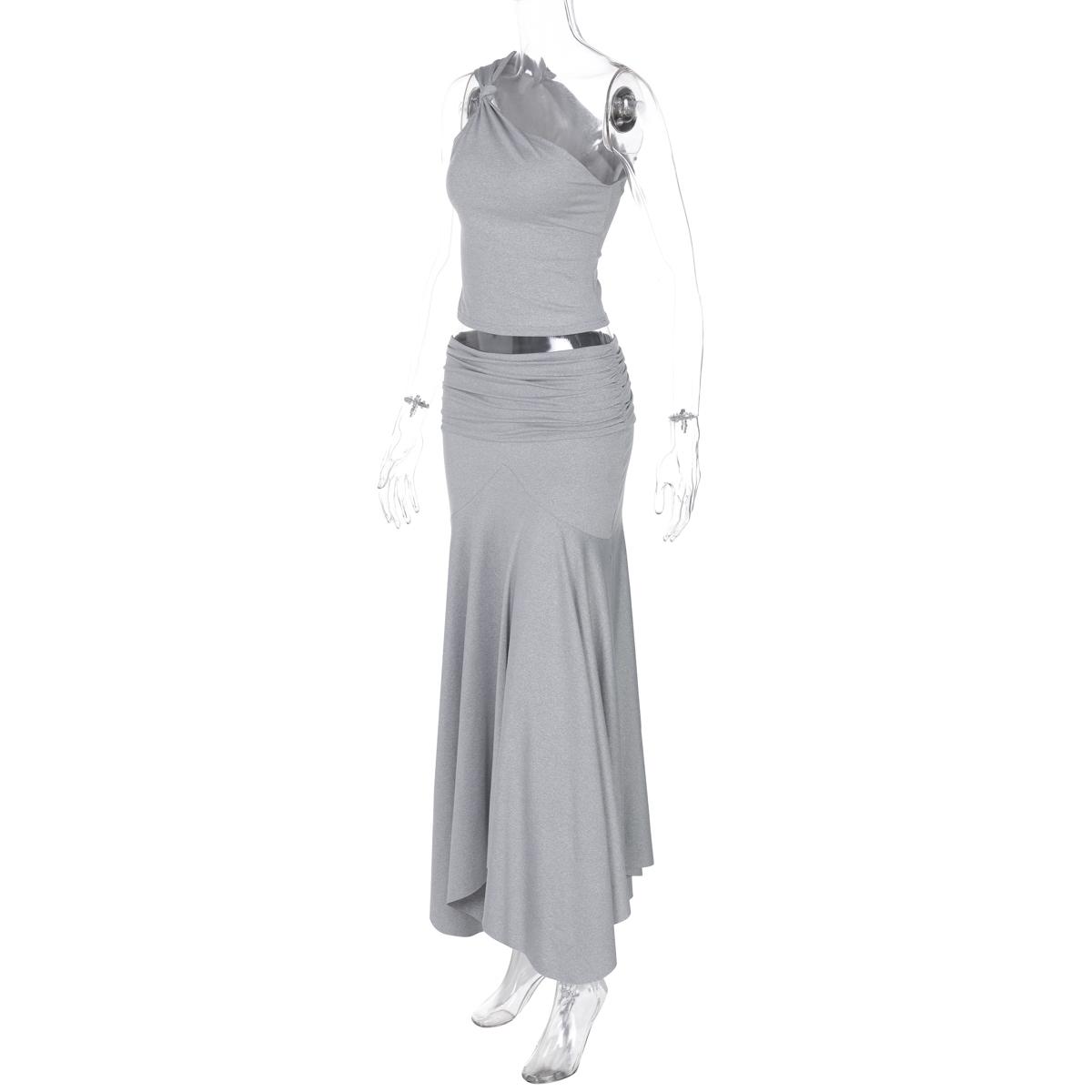 Women's Solid Color Cami Top & Skirt Two-piece Set, Sleeveless Top & Skirt, Ladies Summer Clothes for Daily Wear, Suits, Matching Skirt Set