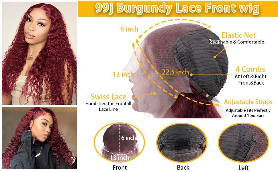 [26‘’Deep Wave=$135] CheetahBeauty 200% Density 99J Burgundy/Natural Black/T1B/4/27/FB30 Highlight Deep Wave Human Hair Wig 13x6 HD Transparent Lace Front Remy Hair Wigs Pre Plucked Brazilian Deep Wave Human Hair Wig For Women #TikTokShopHolidayHaul