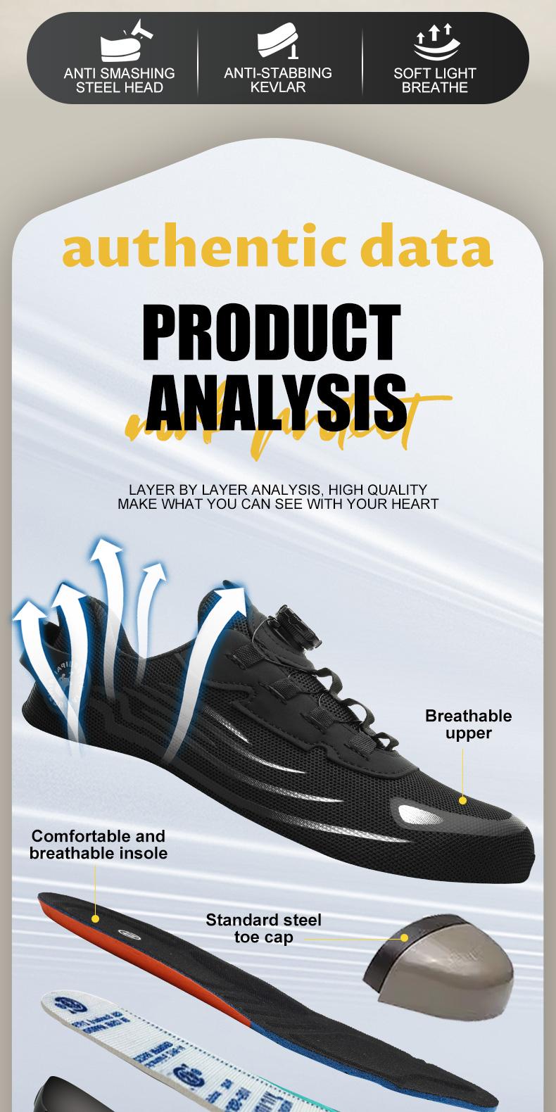 QINGRUIPAI Men's Breathable Mesh Work Sneakers Durable Anti-Slip Safety Shoes with Steel Toe Protection Comfort Fit for All Seasons Casual Striped Design Elastic Closure Non-Slip EVA Sole Outdoorfun Fathersdaygift