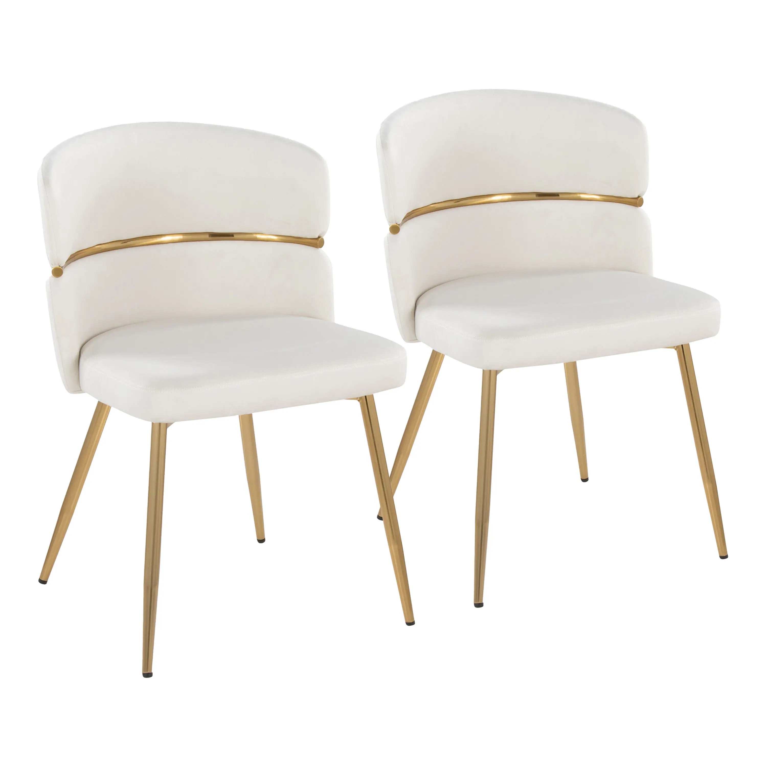 Nokaa Dining Chairs Set of 2 - Cream Velvet Upholstered with Gold Metal Frame, Modern Accent Chairs for Dining Room, Kitchen, Living Room, Art Deco Style Seating